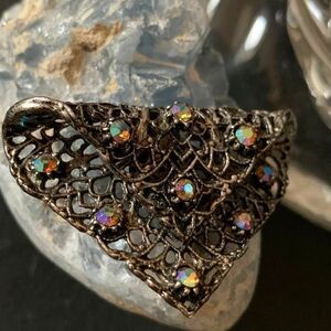 MUSI Silver tone Aurora Rhinestone Dress/Shoe clip, Stamped